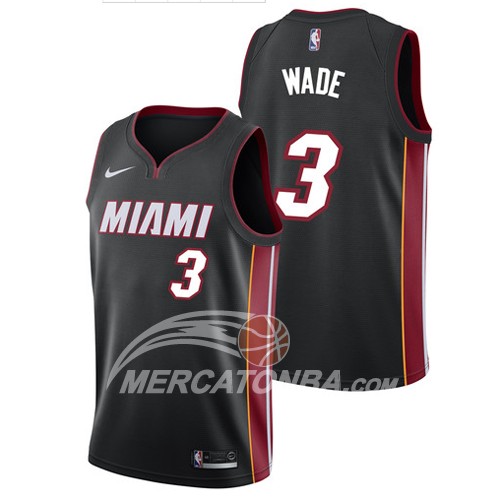 Maglia NBA Miami Heat Wade Ciudad 2017-18 Nero